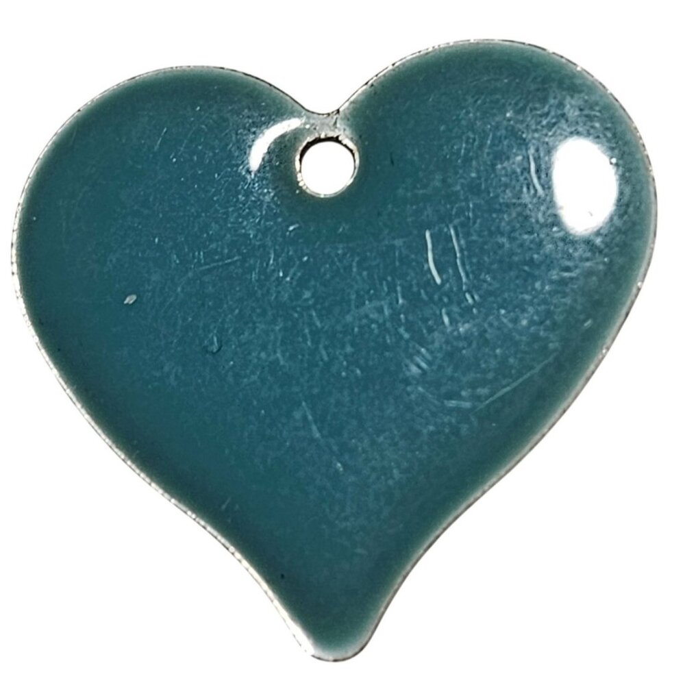 Teal Enamel Heart Pendant Charm DIY Jewelry Making Crafts Fashion Jewelry Women